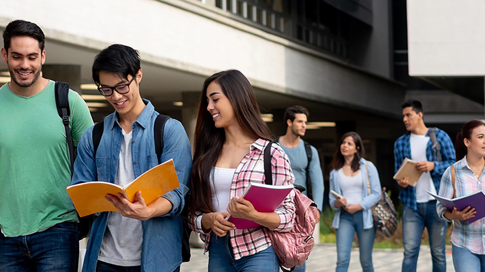 students walking to class outside